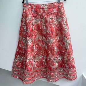 SACHIN & BABI sz 10 colorful embroidered a-line skirt with transparency details
